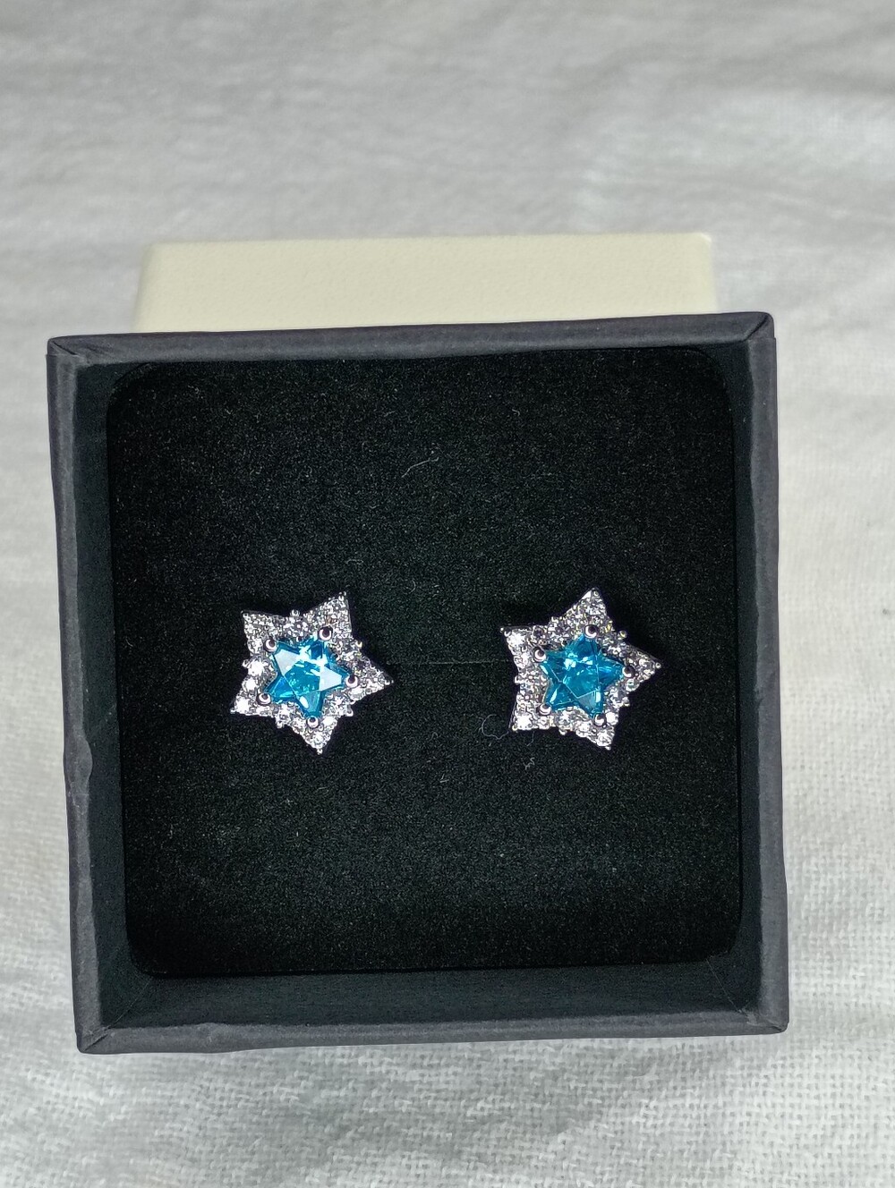 BELINA 925 Sterling Silver Ocean Blue Star CZ Stud Earrings – NWT